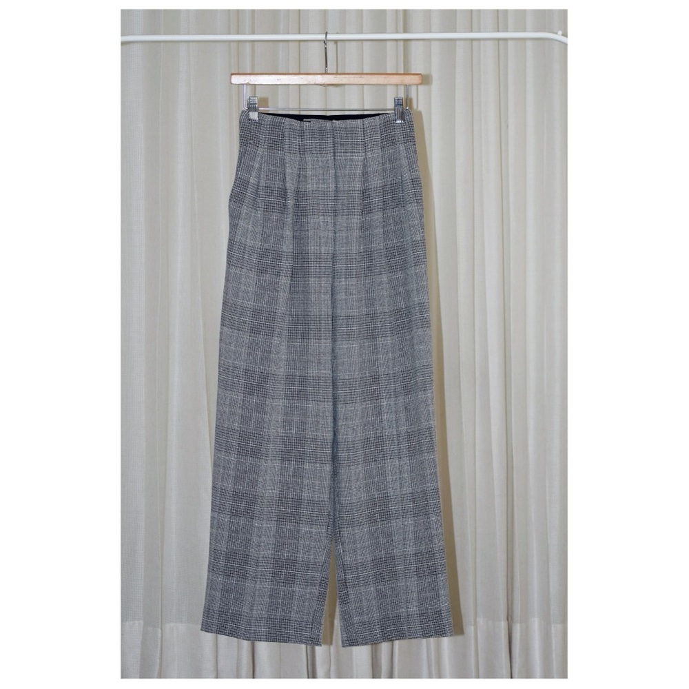 H&M Gray Plaid Wide-Leg Trousers